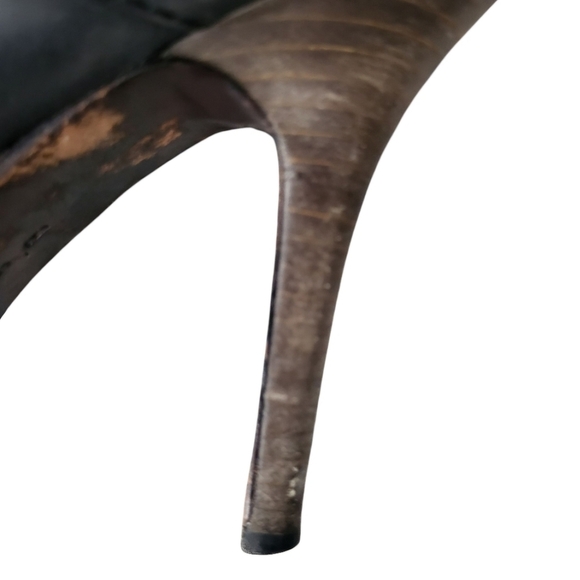 Coach Tessie Black Leather Ankle Moto High Heel Buckle Boots Booties Siz… - Picture 6 of 16